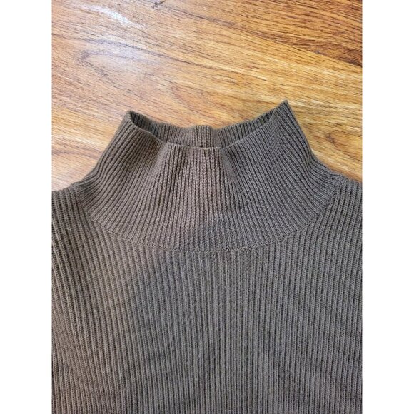 Vtge J Crew Brown Mock Neck Ribbed‎ Wool Brown Sweater Size Large - Picture 3 of 4